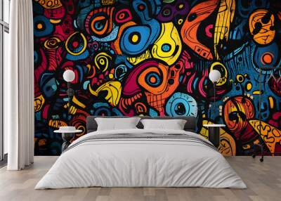 abstract doodle hand drawn design background Wall mural