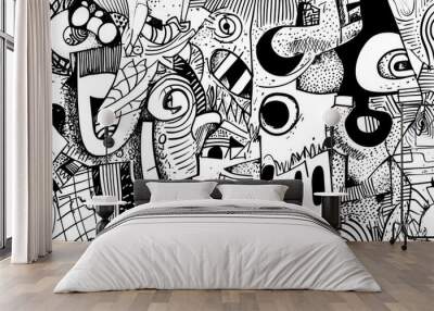 abstract doodle hand drawn design background Wall mural