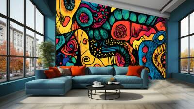 abstract doodle hand drawn design background Wall mural