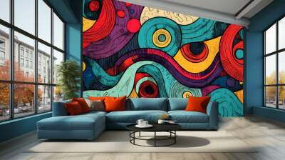 abstract doodle hand drawn design background Wall mural