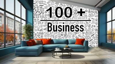 business startup set with doodle line style vector Wall mural