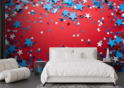 celebrate america independence day fourth of july independence day design with american flag and lot of people Wall mural