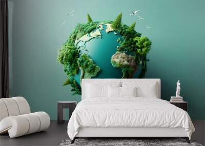 earth with green environment for earth day copy space Wall mural