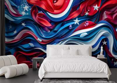 elebrate america independence day fourth of july independence day design with american flag and lot of people Wall mural