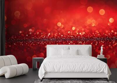 abstract red glitter christmas background Wall mural