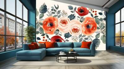 background with flowers watercolor Wall mural