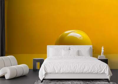 construction helmet on a yellow wall background, worker, employee Wall mural