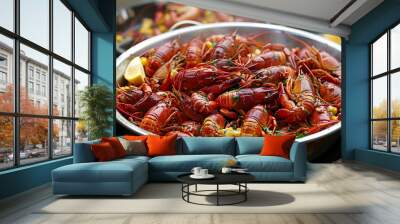 food View of cooked crawfish Wall mural