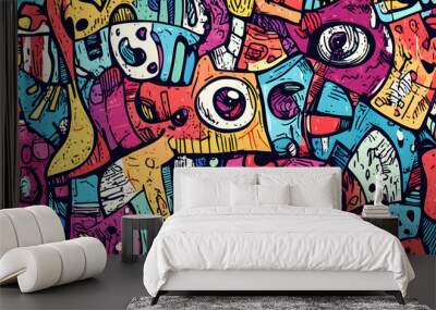 hand drawn abstract doodle style Wall mural