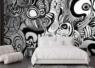 hand drawn abstract doodle style Wall mural