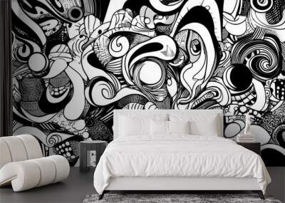 hand drawn abstract doodle style Wall mural