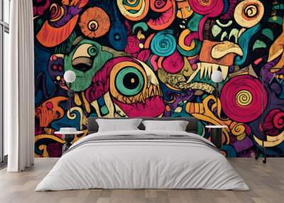 hand drawn abstract doodle style Wall mural