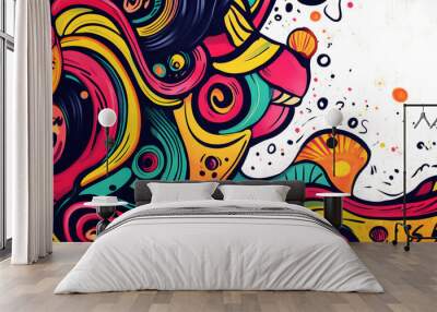 hand drawn abstract doodle style Wall mural