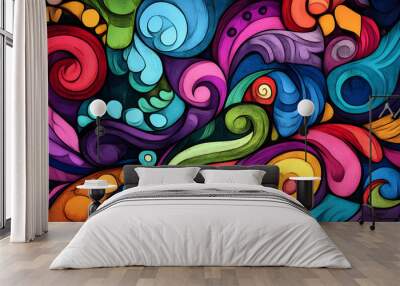 hand drawn abstract doodle style Wall mural