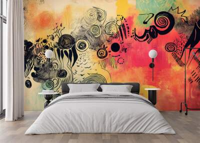 hand drawn abstract doodle style Wall mural