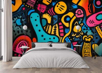 hand drawn abstract doodle style Wall mural