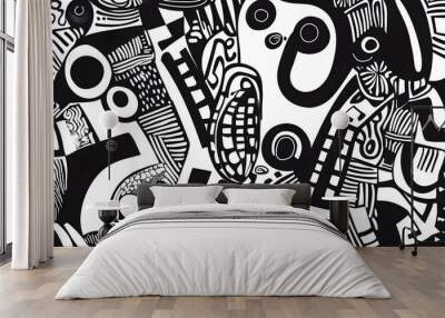 hand drawn abstract doodle style Wall mural