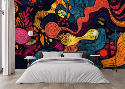 hand drawn abstract doodle style Wall mural