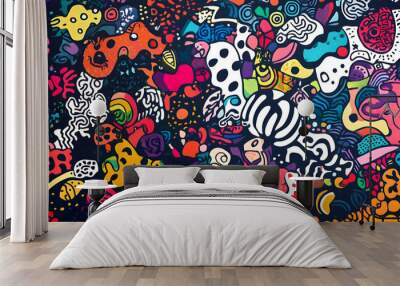 hand drawn abstract doodle style Wall mural