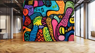 hand drawn abstract doodle style Wall mural