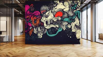 hand drawn abstract doodle style Wall mural