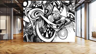 hand drawn abstract doodle style Wall mural