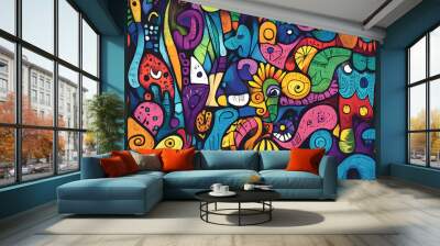 hand drawn abstract doodle style Wall mural