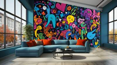 hand drawn abstract doodle style Wall mural