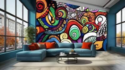 hand drawn abstract doodle style Wall mural