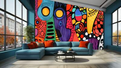 hand drawn abstract doodle style Wall mural