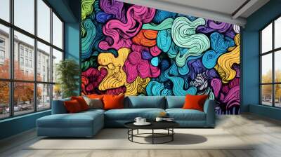 hand drawn abstract doodle style Wall mural