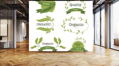 natural eco product stamp brand logo for nature and healthy product brand logo set vector Wall mural