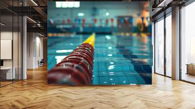 photo player at the pool with swimming equipment Wall mural