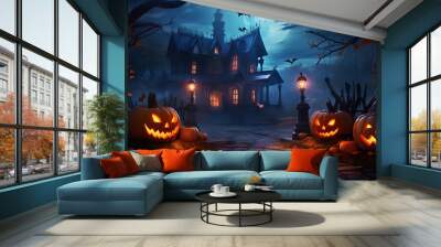 scary halloween event background design for trick or treat halloween event Wall mural