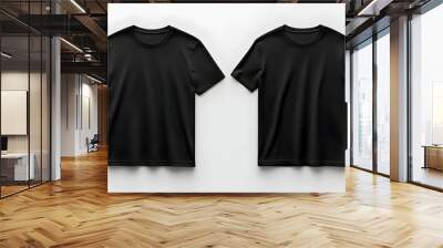 Two black t shirts mockup, blank shirts template on white background Wall mural