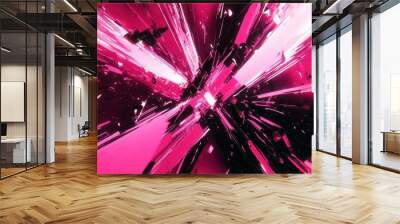 Sharp, intersecting X-shaped lines in neon pink and black, creating a bold, energetic, and chaotic background Wall mural