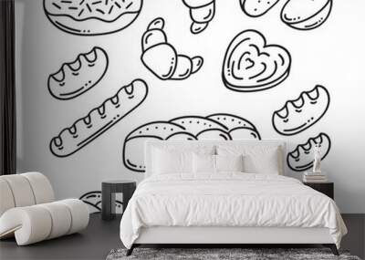 hand drawn bread or bakery icon Wall mural