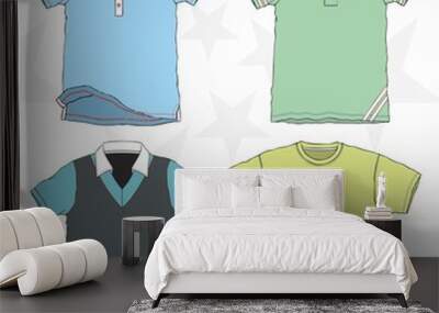 T-shirt mockup. Clothing, textile template set. - Vector Wall mural