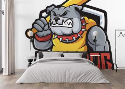 bulldog baseball mascot logo gaming illustration Wall mural