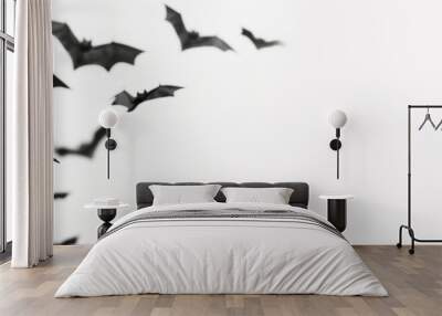 Banner for Halloween holiday with bats on white background with place for text Wall mural