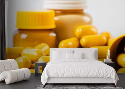 banner with yellow pills and copy space. medicine concept Wall mural