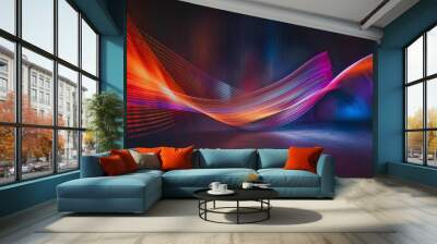 A long exposure photograph captures streaks of colorful light painting against a dark background, creating mesmerizing patterns Wall mural