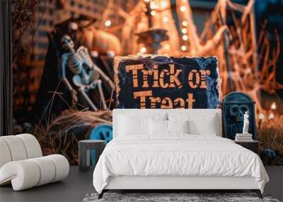 Spooky trick or treat halloween display Wall mural