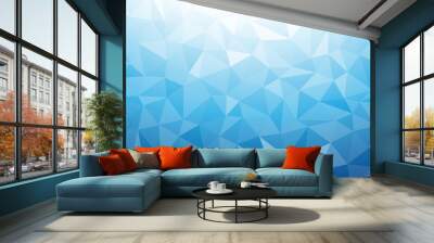 Tropical summer water. Ice texture low poly summer water background v2 geometric mosaic Ai EPS	 Wall mural