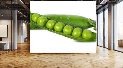 Young peas isolated on white background Wall mural