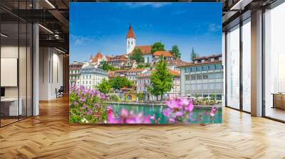 River Aare and cityscape of Thun, Switzerland Wall mural