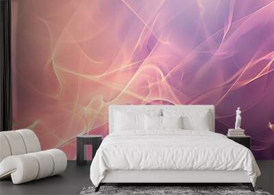 Abstract flowing smooth fractal waves background, light effect, shining bokeh glitter particles Wall mural