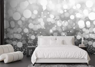 Abstract grey light bokeh background in blurred defocused style for artistic design Wall mural