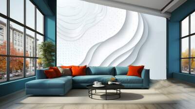 Abstract White Wavy Background, Modern Light and Shadow Vector Illustration, Futuristic Waves Design Wall mural