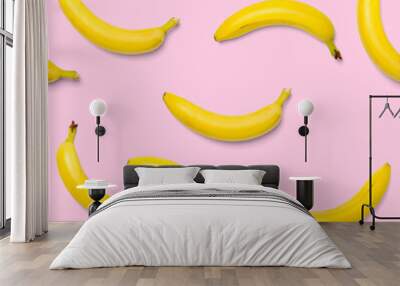 Bananas seamless pattern. pop art bananas pattern. Tropical abstract background with banana. Colorful fruit pattern of yellow banana Wall mural